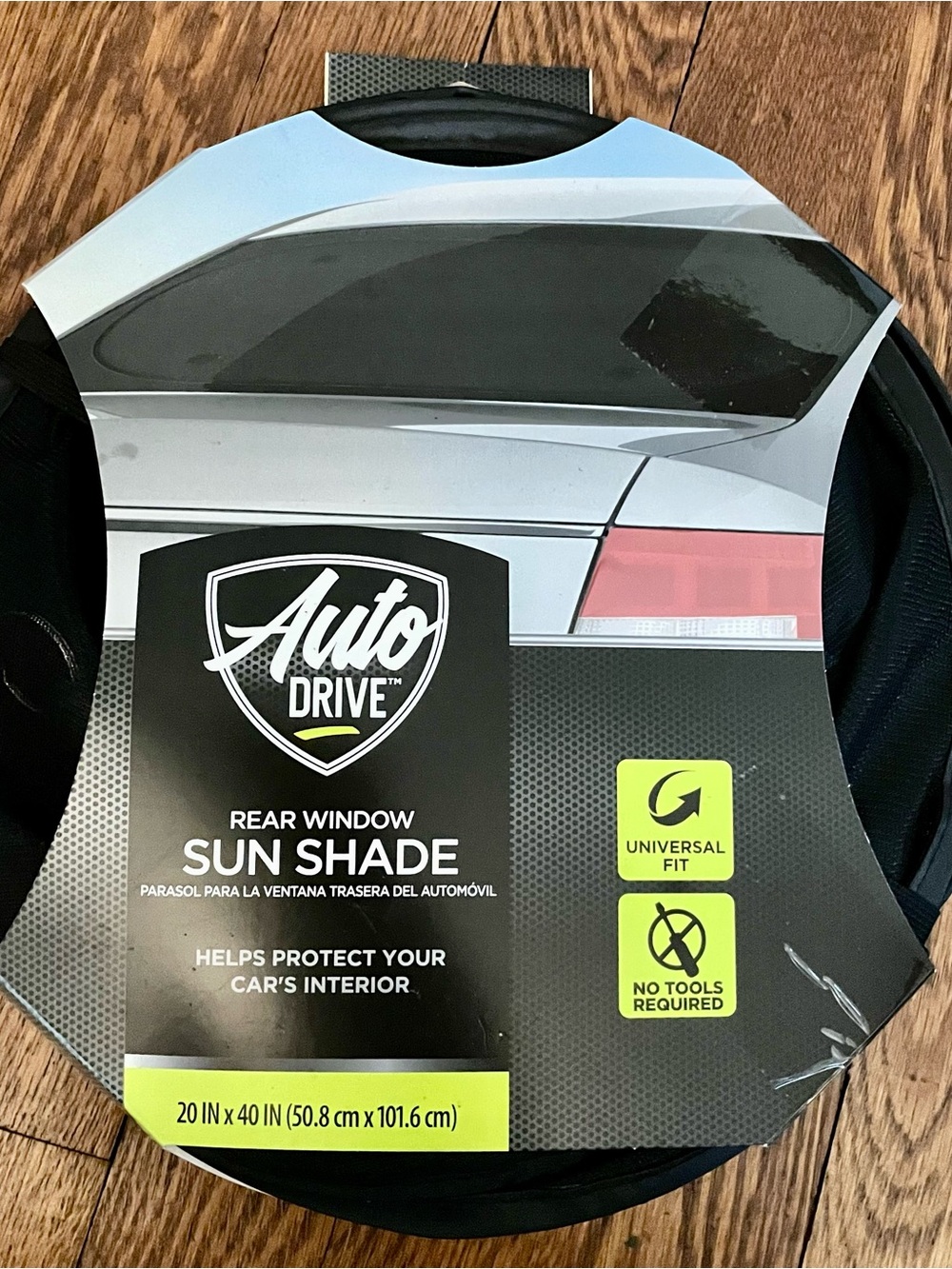 AutoDrive Black Rear Window Sun Suction Cup Shade 20”x40”